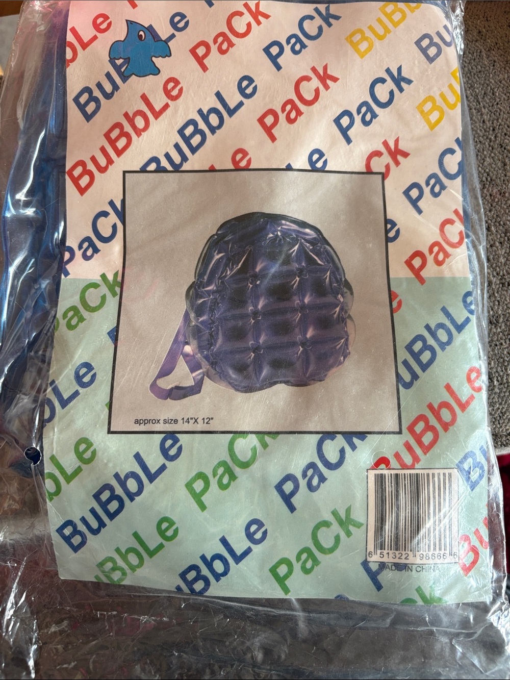 Blue Inflatable Bubble Backpack - Home Party Supplies